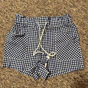 Banjara blue and white checkered shorts with pockets